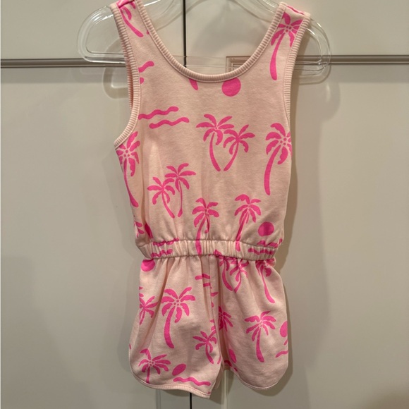 Zara Plush Palm Tree Jumpsuit Romper Hot Pink Tangerine Toddler Girls 3-4T - Picture 3 of 9